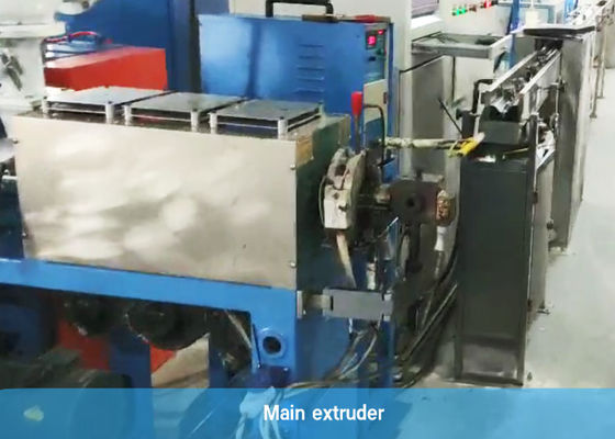 หัวเดี่ยว 21kw ลวดเหล็กเครื่องเคลือบ EVA สายการผลิตสายไฟเบอร์ออปติก